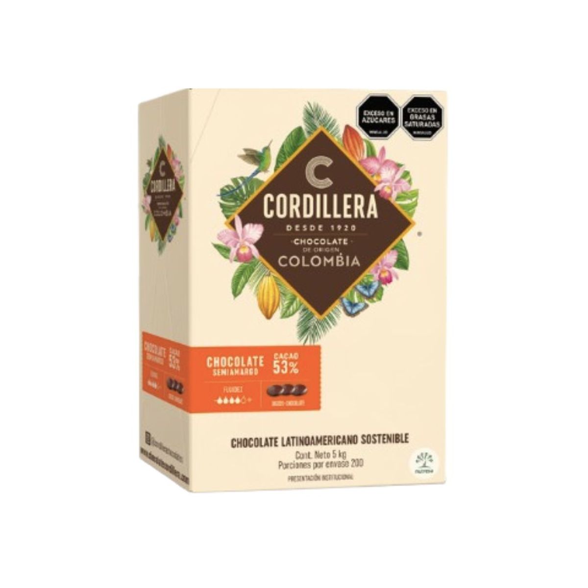 10X Cobertura Semiamarga Depósito al 53% Cordillera x 5000 Gr Caja