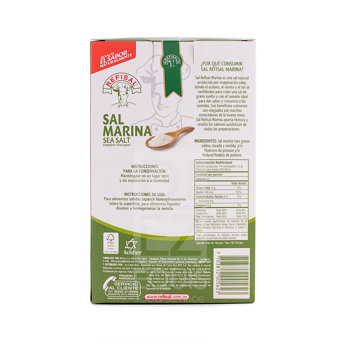 10X Sal Marina Refisal x 800 Gr Caja