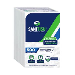 Servilleta Blanca Food Service Sanitisu 13 x 22 Cm x 500 Unds - Paquete