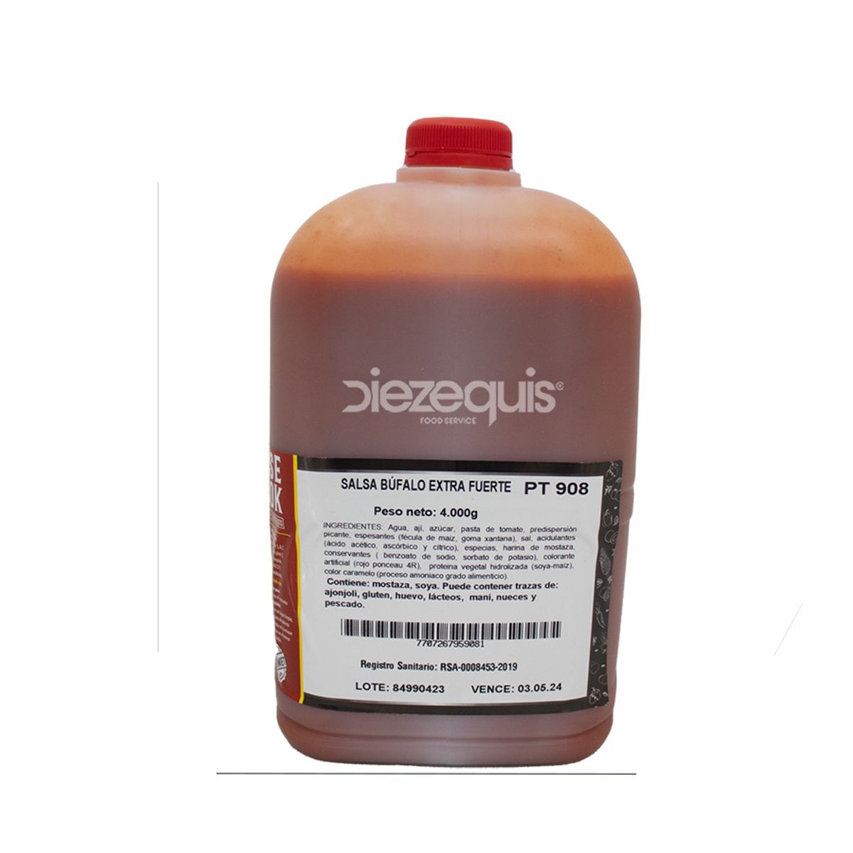 10X Salsa Bufalo Extra Fuerte Base Cook Galon x 4000 G Pet