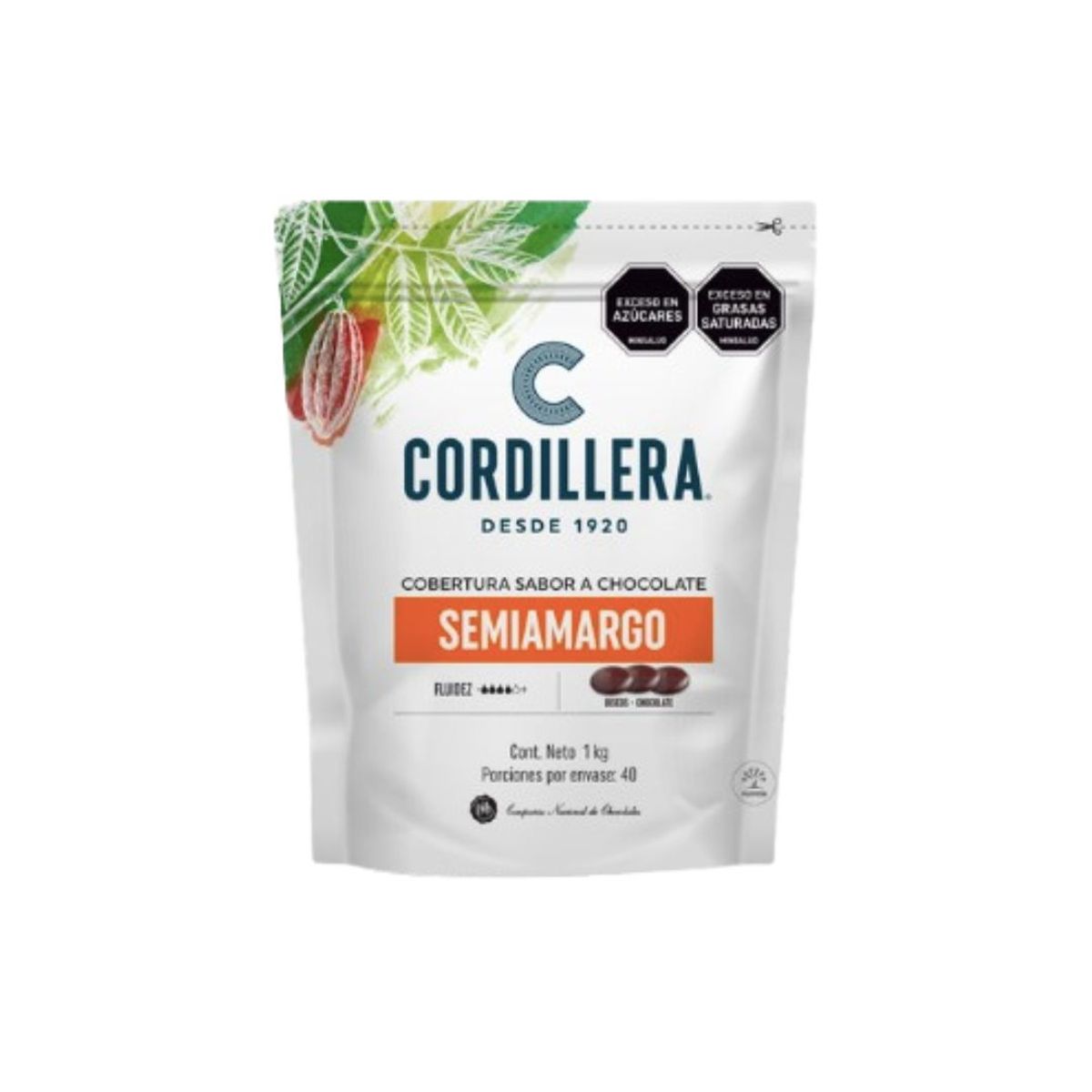 10X Cobertura de Chocolate Semiamargo Cordillera Monedas x 1000 Gr Bolsa