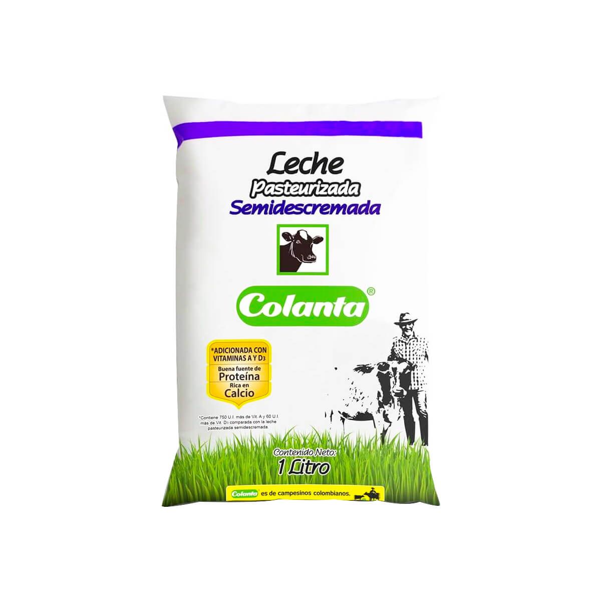 10X Leche Fresca Semidescremada Colanta x 1000 Ml Bolsa