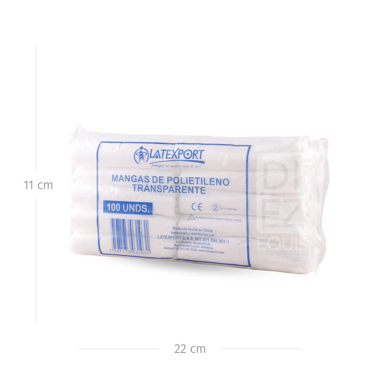 10X Mangas De Polietileno Transparente Latexport x 100 Und Bolsa