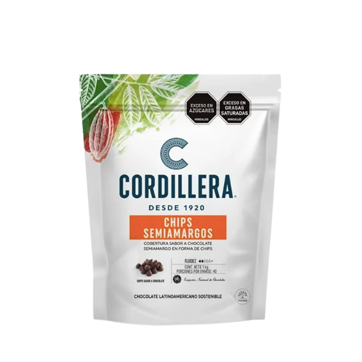 10X Chips De Chocolate Semiamargo Cordillera x 1000 Gr Bolsa