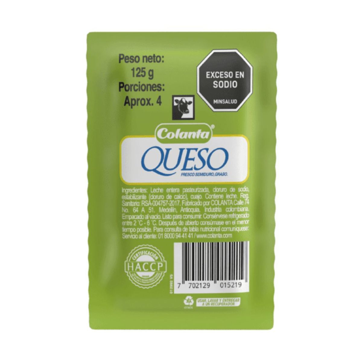 10X Queso Blanco Colanta x 125 Gr