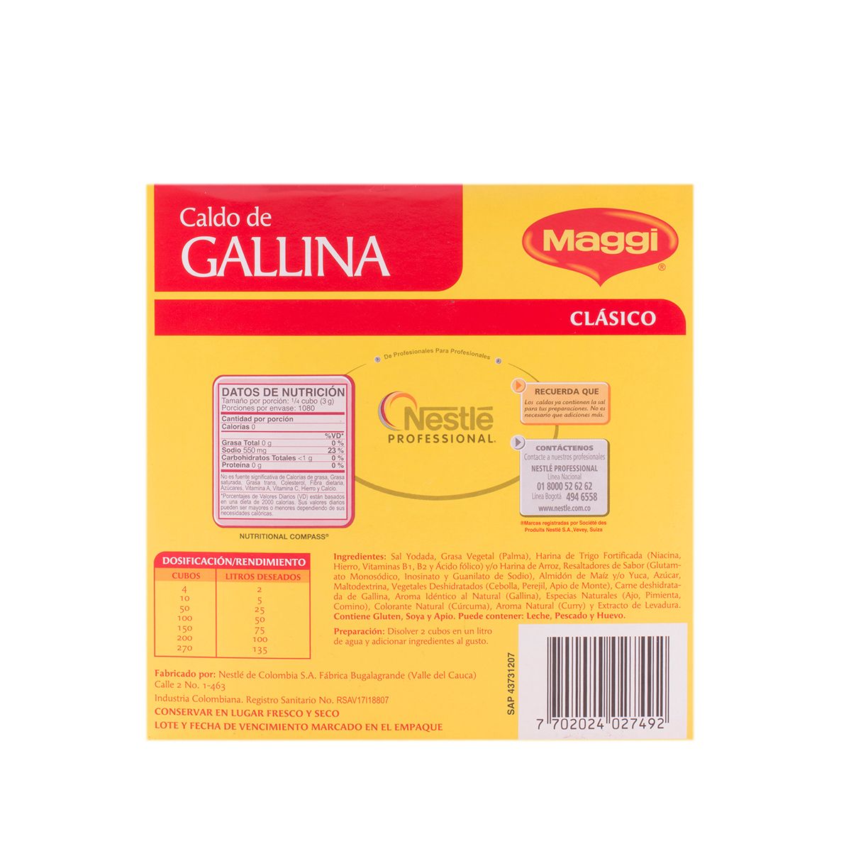 10X Caldo Gallina Maggi x 270 Cubos x 2970 G