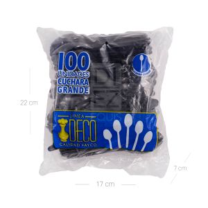 Cuchara Desechable Sopera Deco Negra x 100 Und - Paquete