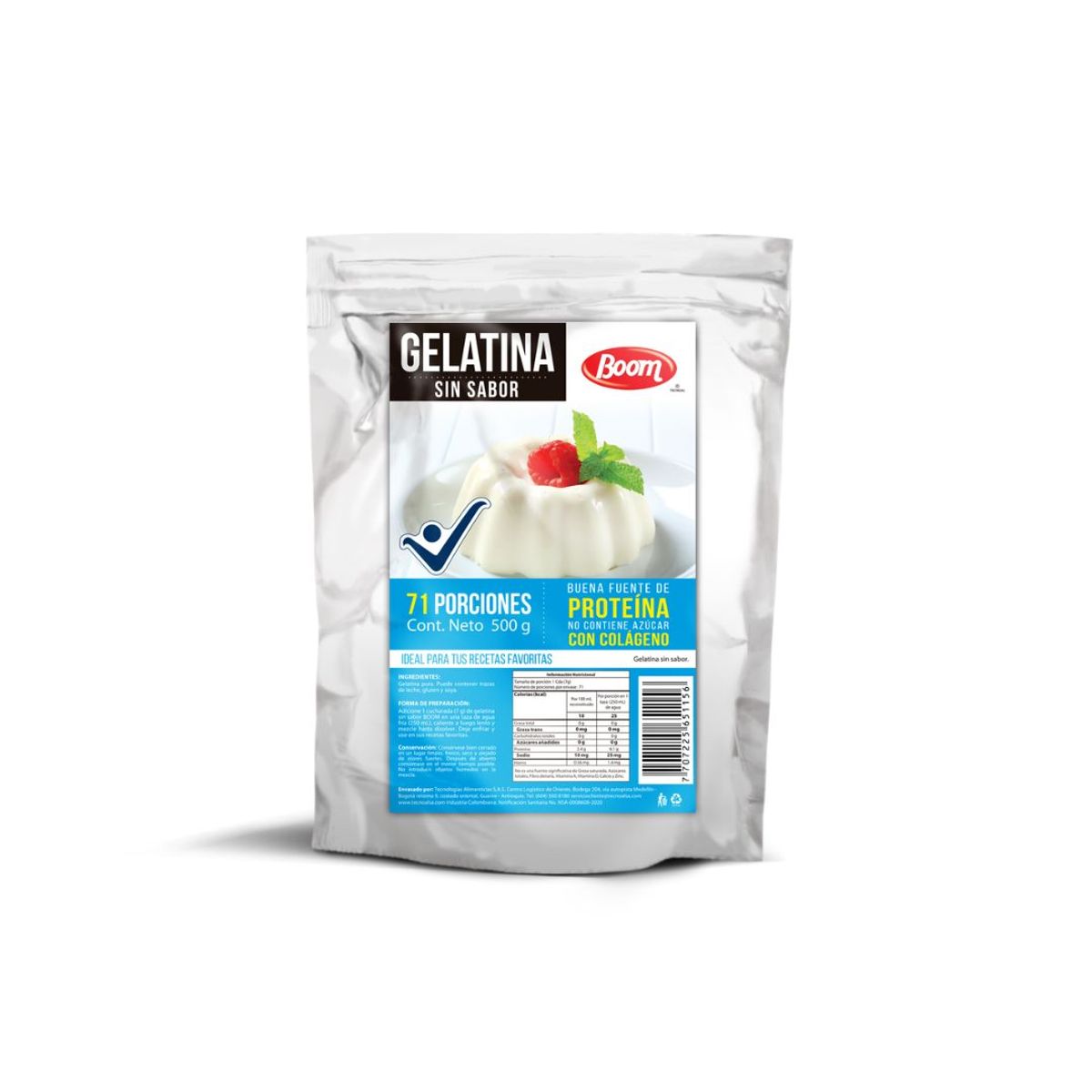 10X Gelatina Boom sin Sabor x 500 Gr