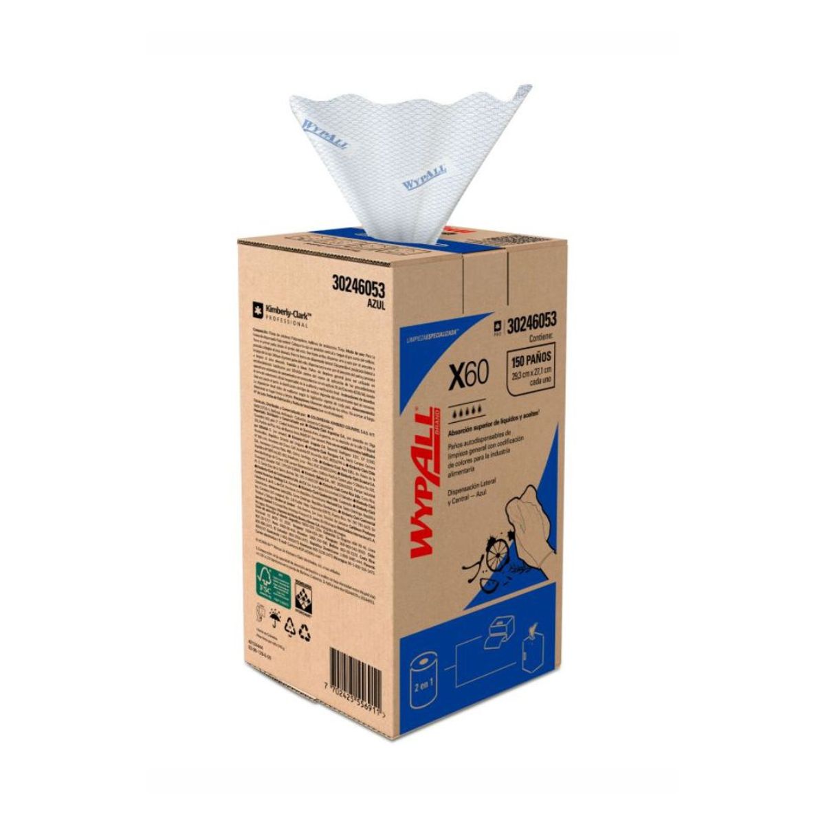 10X Limpión Wypall X60 Azul 6053 x 150 Paños