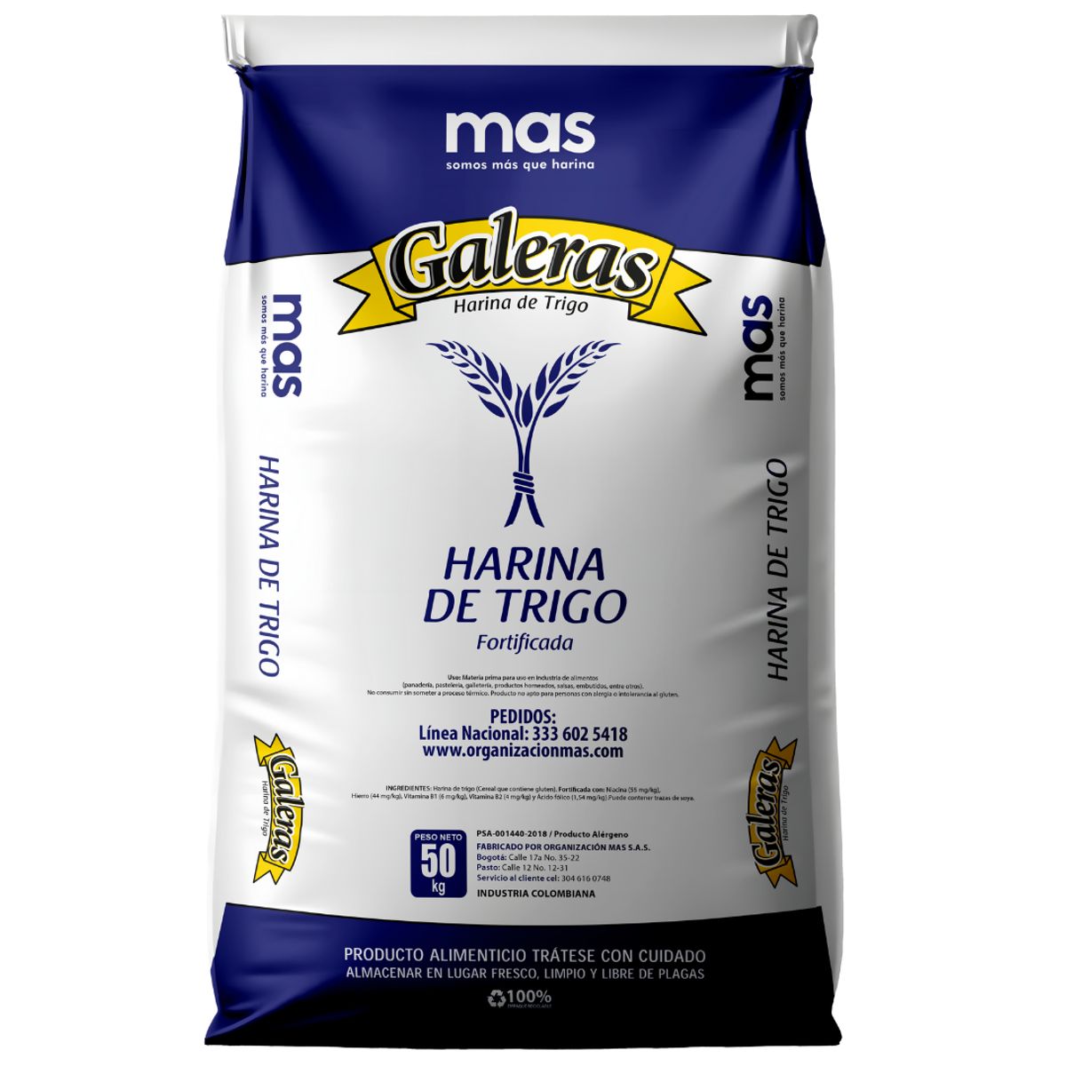10X Harina Galeras Harina De Trigo Especial Mas Bulto 50 Kg