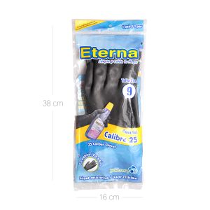 Guante Latex Negro Eterna Calibre 25 Talla 9 Par - Paquete