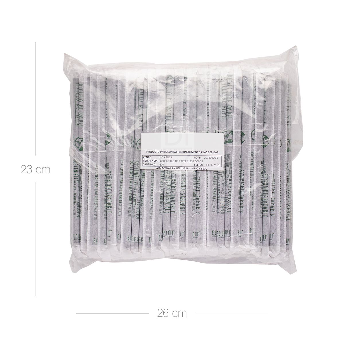 10X Pitillo de Papel Biodegradable Negro 8x197mm x 200 Bolsa