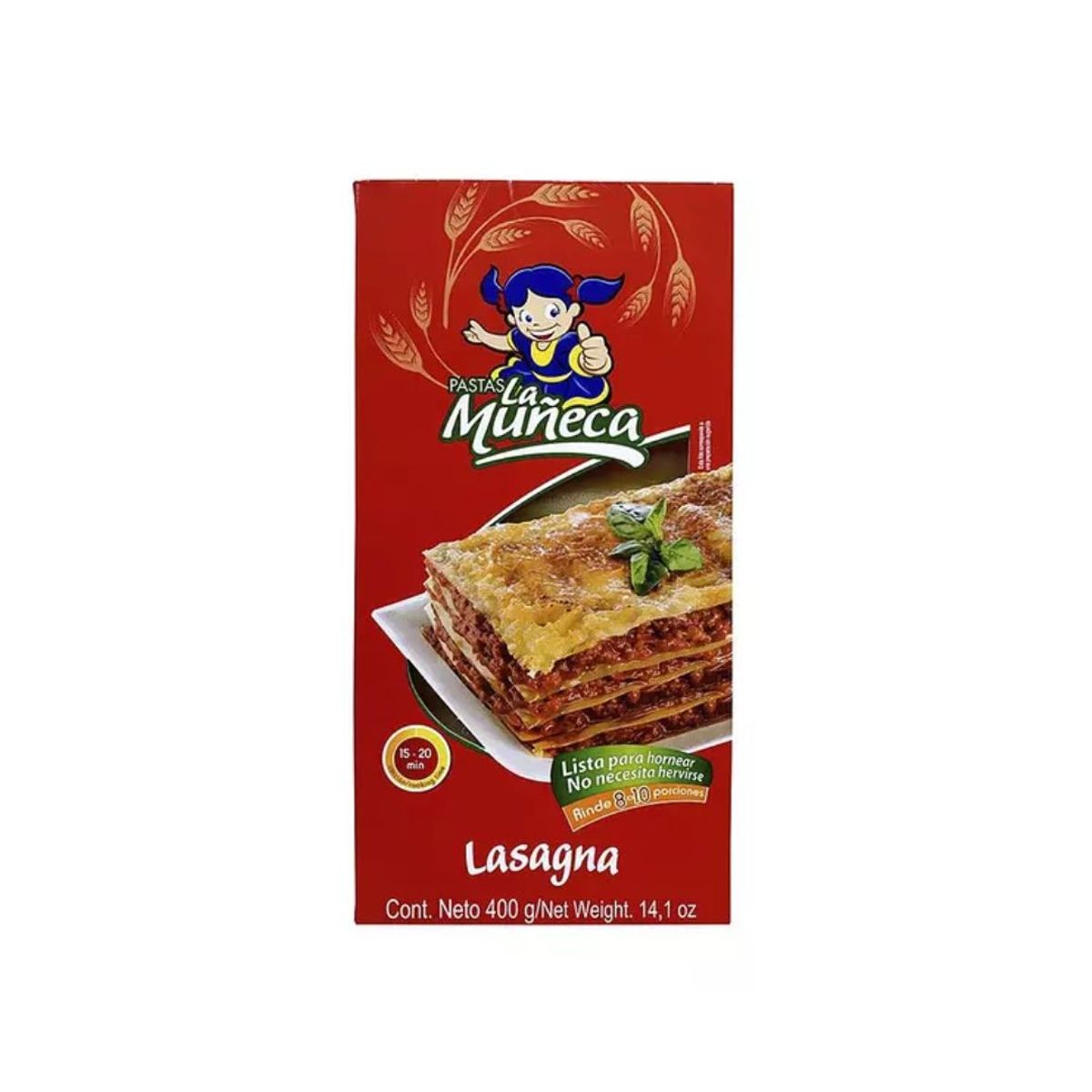 10X Pasta Lasaña La Muñeca x 400 Gr