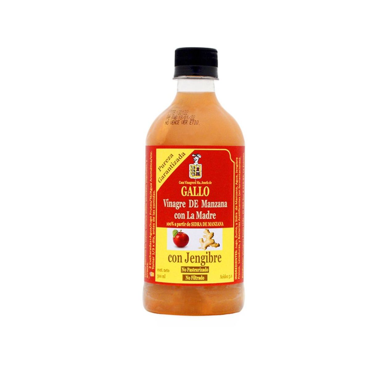 10X Vinagre De Manzana con Jengibre Gallo x 500 Ml