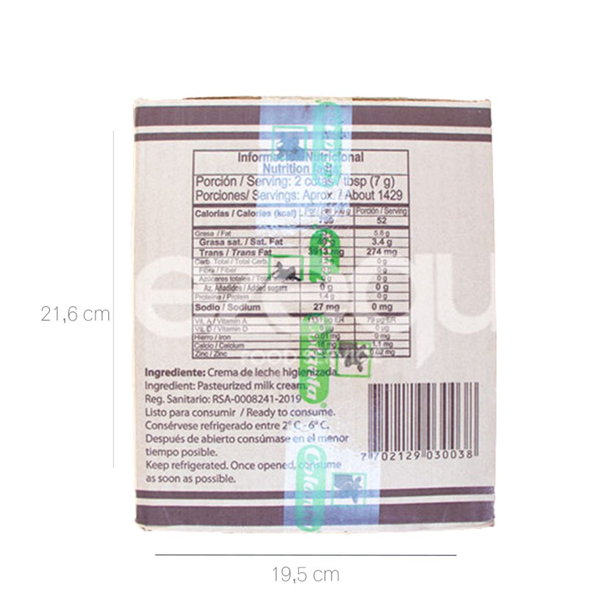 10X Mantequilla Colanta Sin Sal x 10 Kg Caja