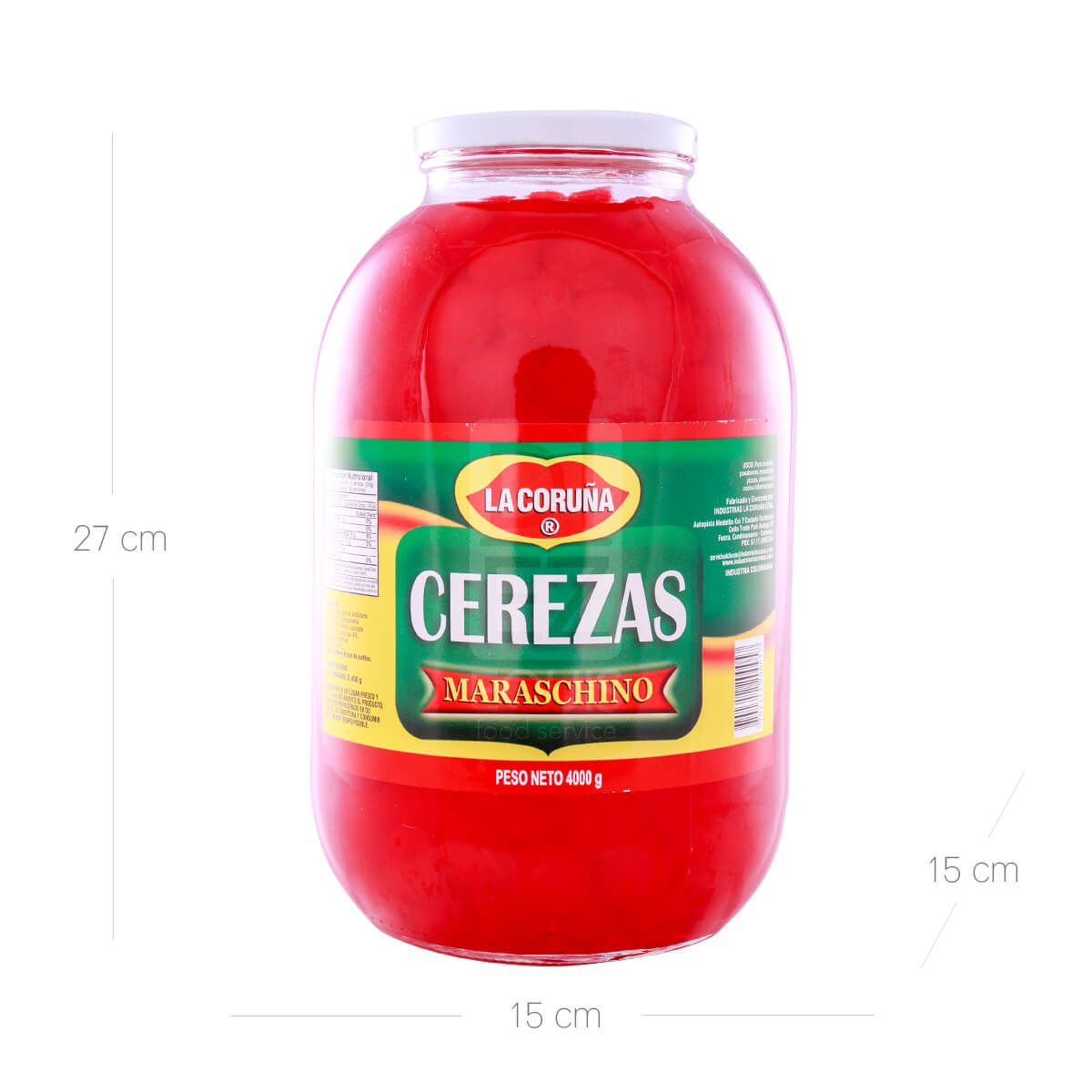 10X Cereza Marrasquino La Coruña Galón x 4000 Gr Vidrio