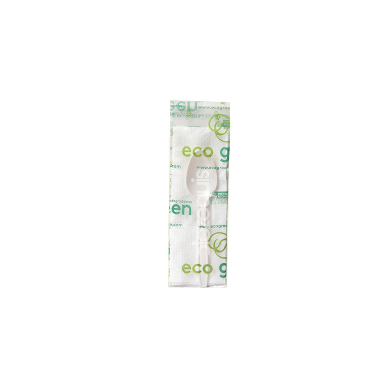10X Kit Cuchara Postre + Servilleta Ecogreen x 100 Unidades Paquete