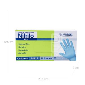 Guante Manipulación Nitrilo Azul C8 Latexport Talla S x 100 Und Caja - Caja