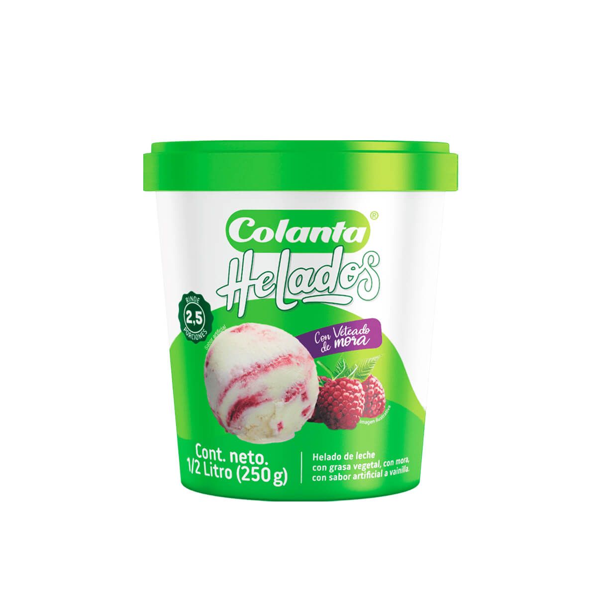 10X Helado Colanta Veteado De Mora x 500 Ml Neto 250 Gr