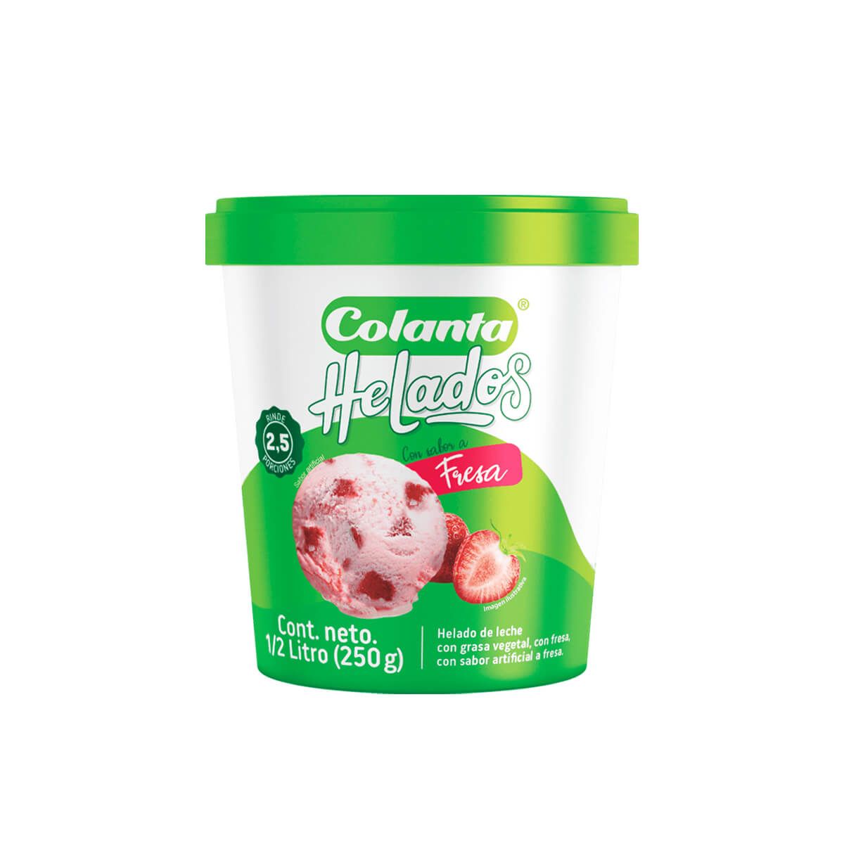 10X Helado Colanta De Fresa x 500 Ml Neto 250 Gr