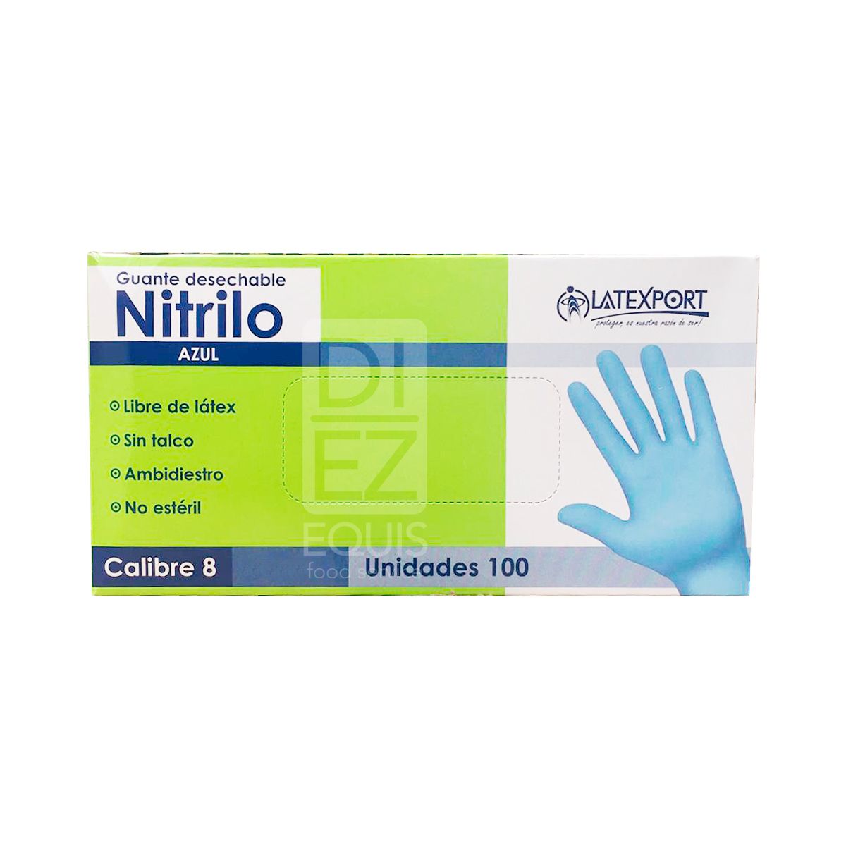10X Guante Manipulación Nitrilo Azul C8 Latexport Talla M x 100 Und Caja