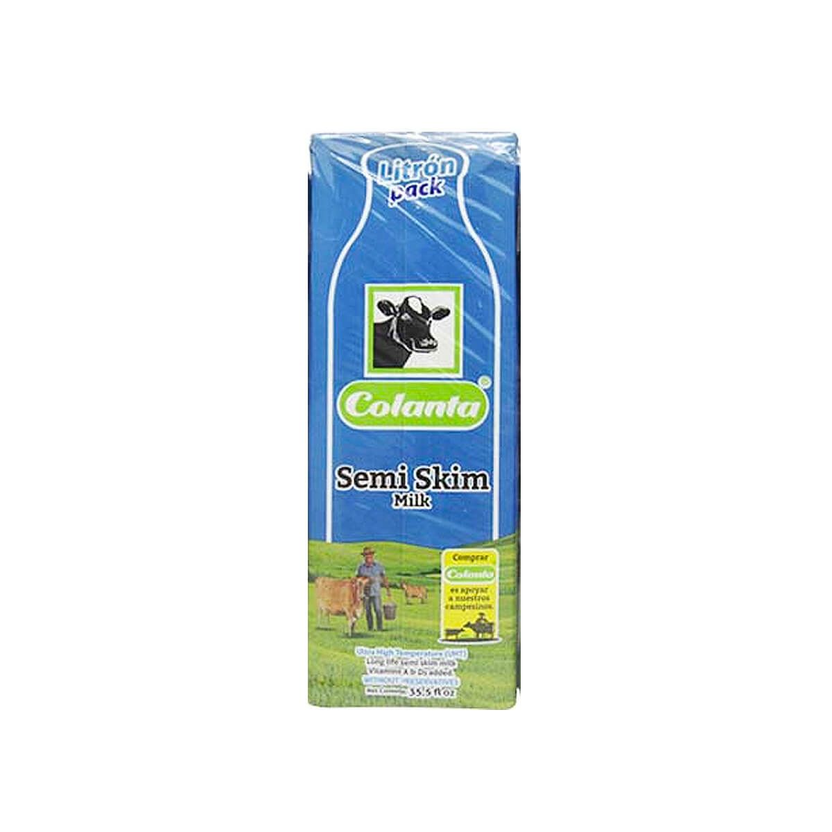10X Leche UHT Semidescremada Edge Colanta x 1000 Ml Tetrapack