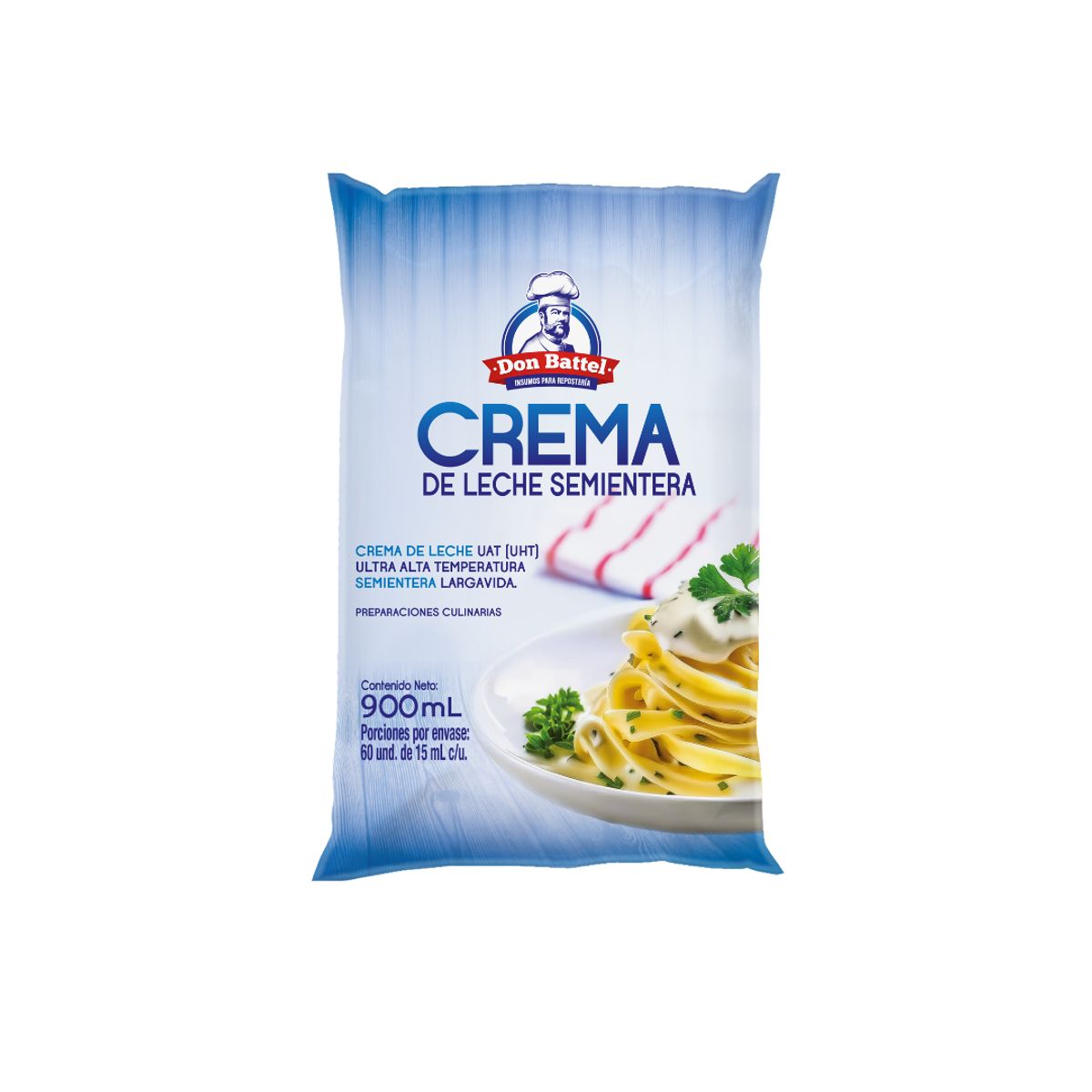 10X Crema De Leche Semientera UHT Don Battel x 900 Ml Bolsa