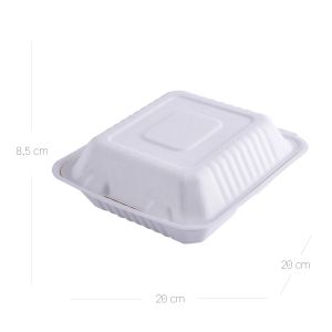 Portacomida P-3 en Pulpa de Caña Biodegradable x 50 Und - Paquete