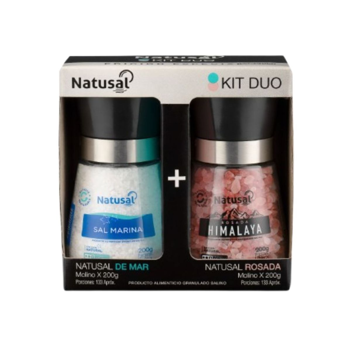 10X Sal Rosada Himalaya y Sal Marina Molino Natusal Molinos x 200 Gr Caja x 12 Und