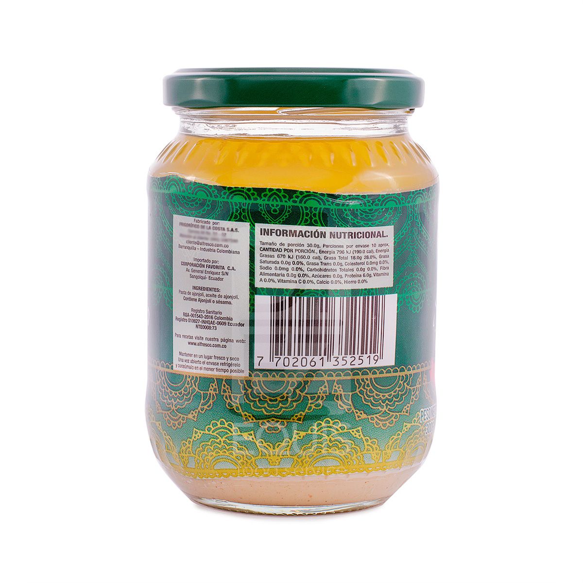 10X Tahini Alfresco Frasco X 240 Gr Vidrio