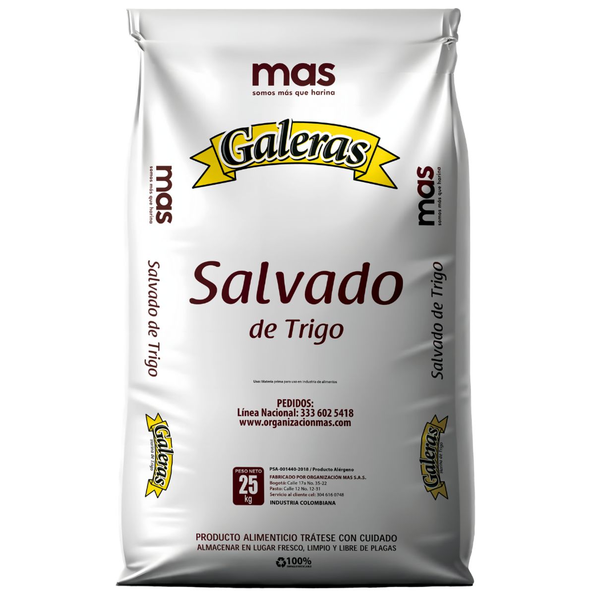 10X Harina Salvado De Trigo Mas Bulto 25 Kg