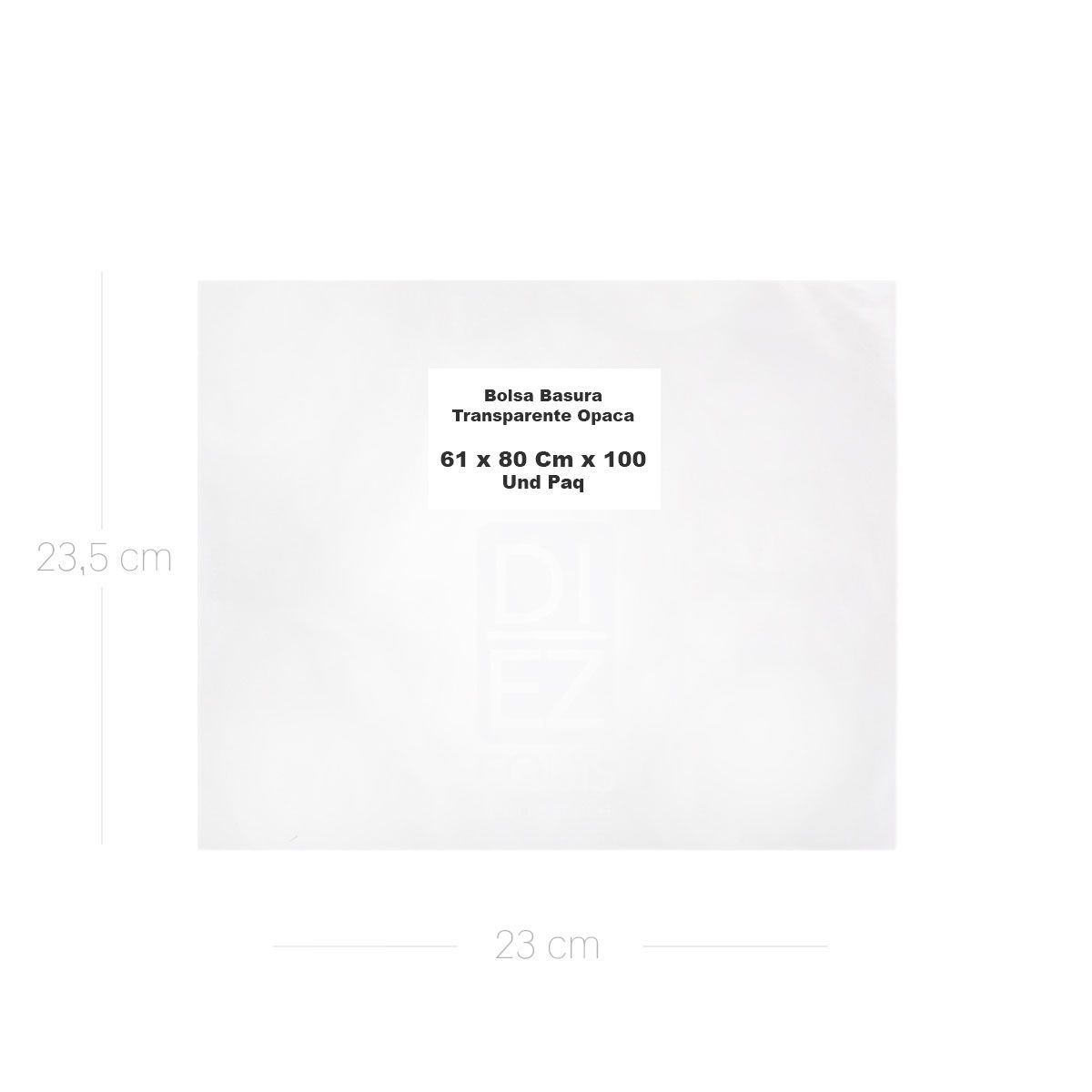 10X Bolsa Basura Transparente Opaca  61 x 80 Cm  x 100 Und Rollo