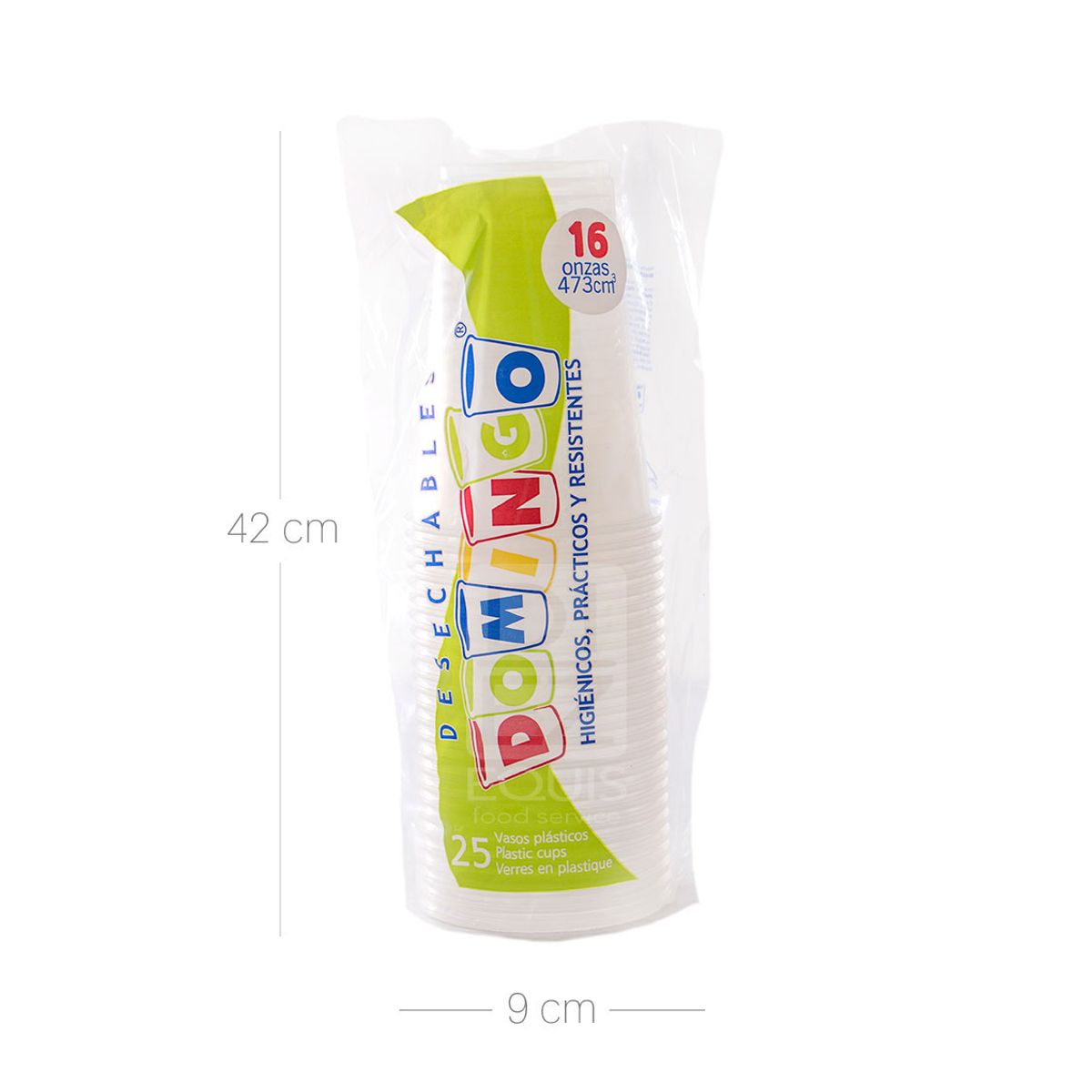 10X Vaso Transparente Domingo x 16 Oz 25 Und