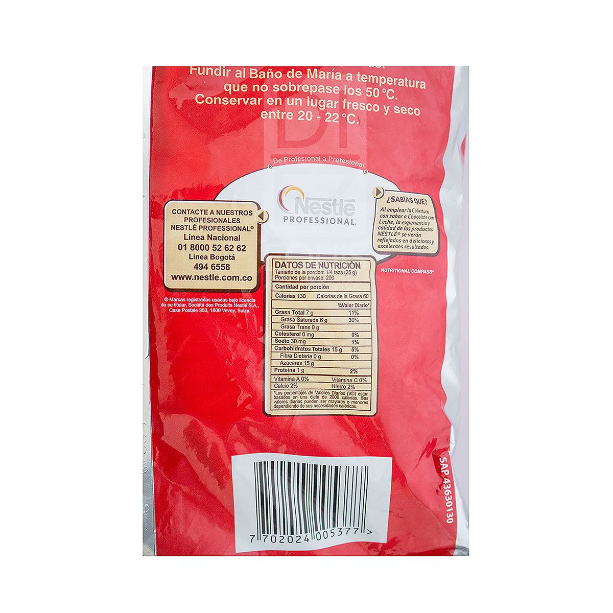 10X Cobertura Chocolate Con Leche Trocitos Nestle x 5000 G