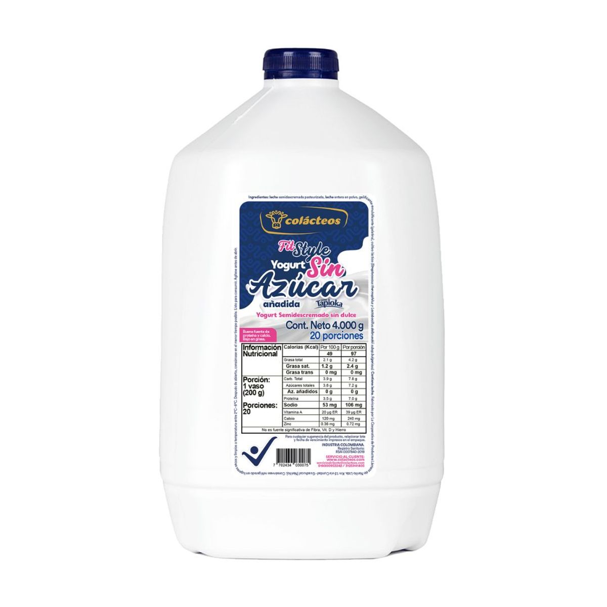 10X Yogur Sin Azúcar Colácteos Tapioka x 4000 Gr Garrafa