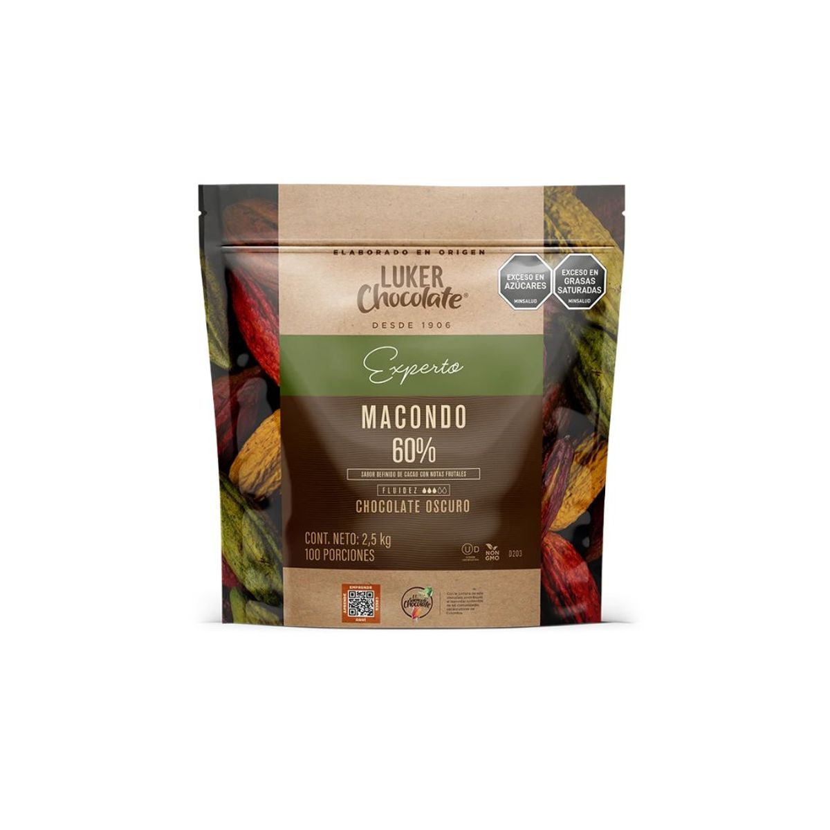 10X Cobertura Chocolate Luker Experto Macondo 60% x 2500 Gr Bolsa