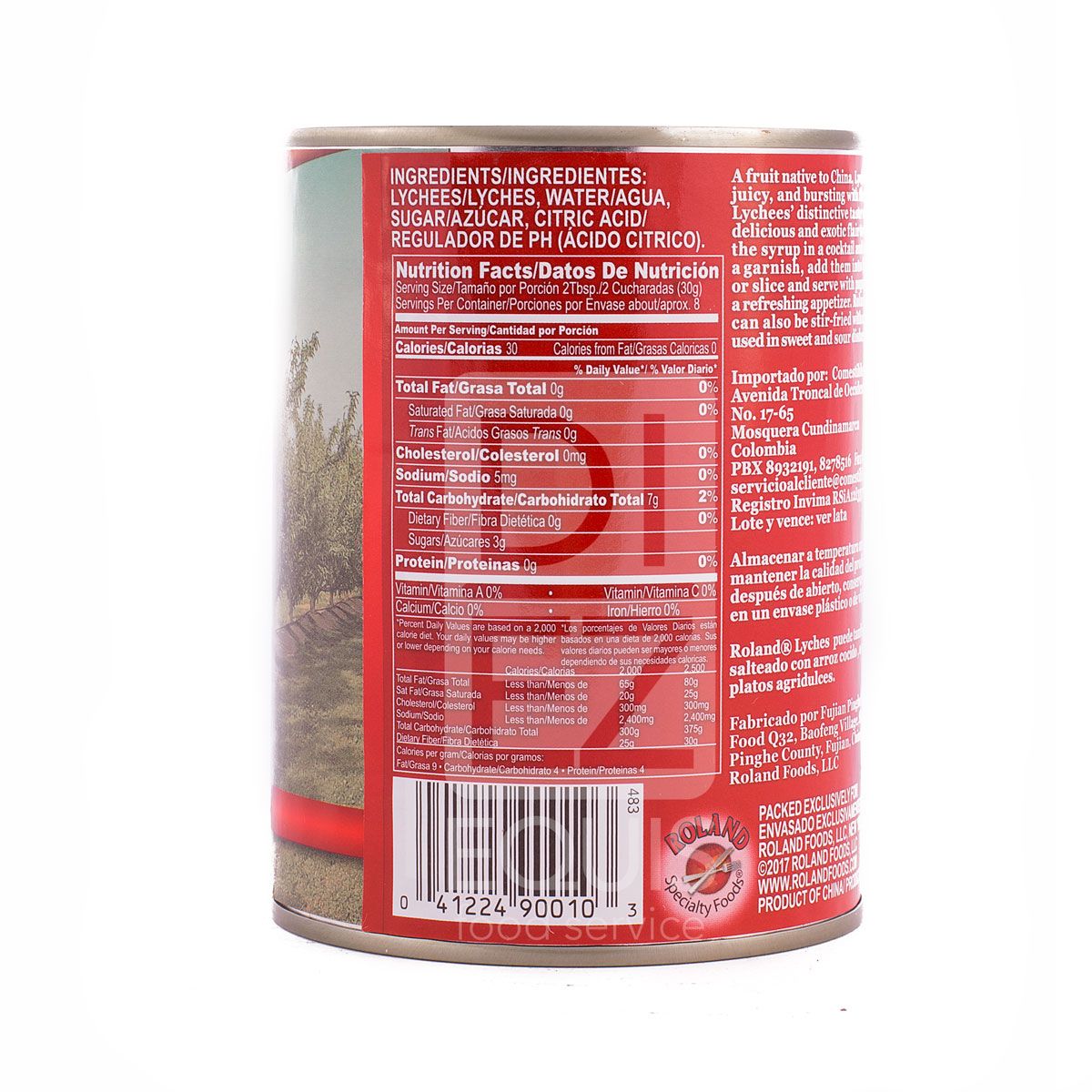 10X Lychees Enteros En Sirope Roland x 565 G Lata