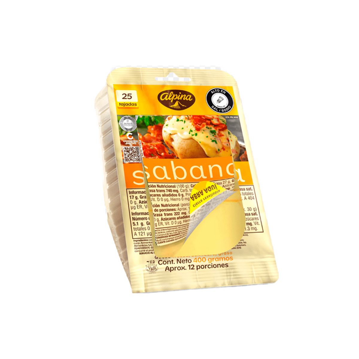 10X Queso Sabana Alpina 25 Tajadas x 417 Gramos