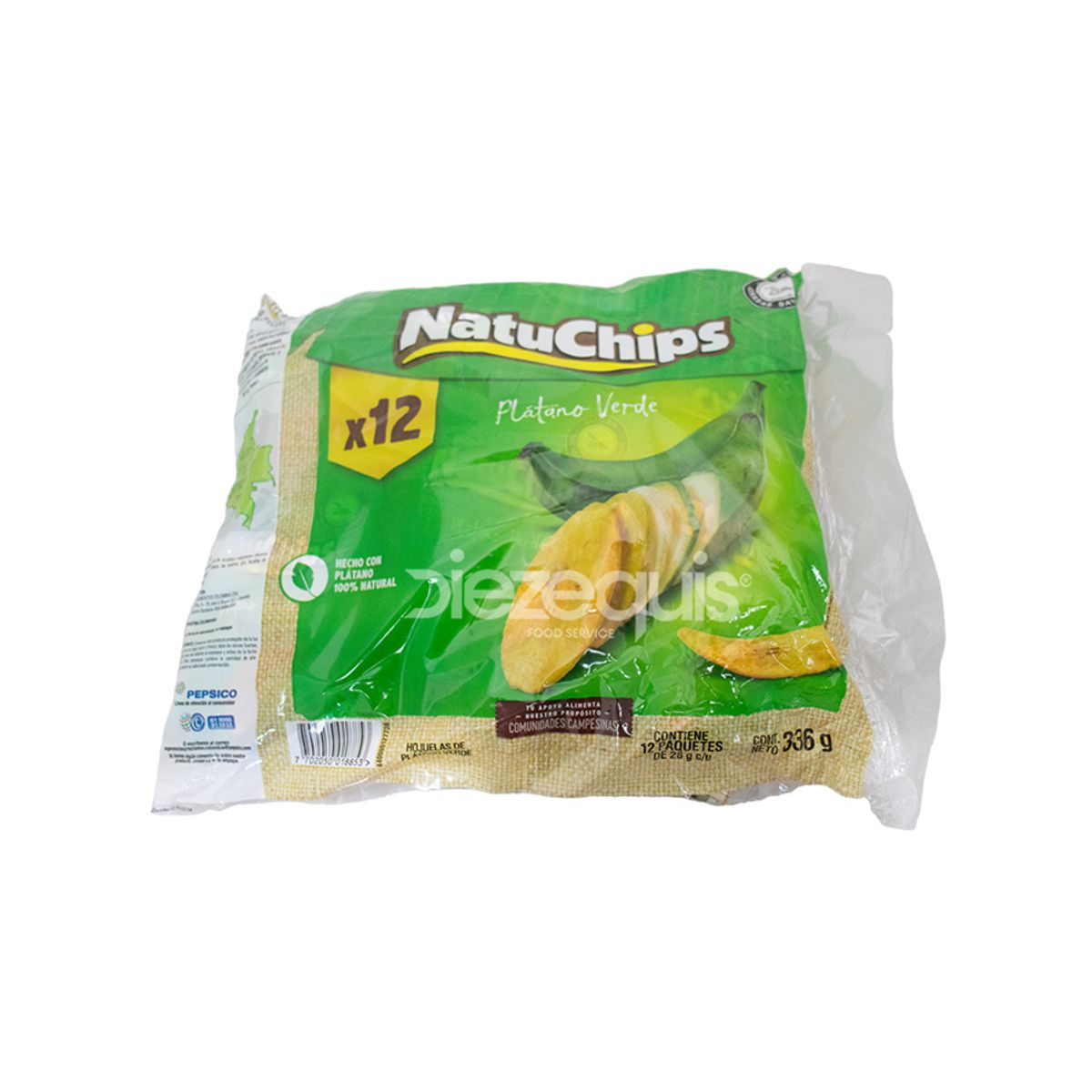 10X Plátano Verde Natuchips x 28 Gr x 12 Unds