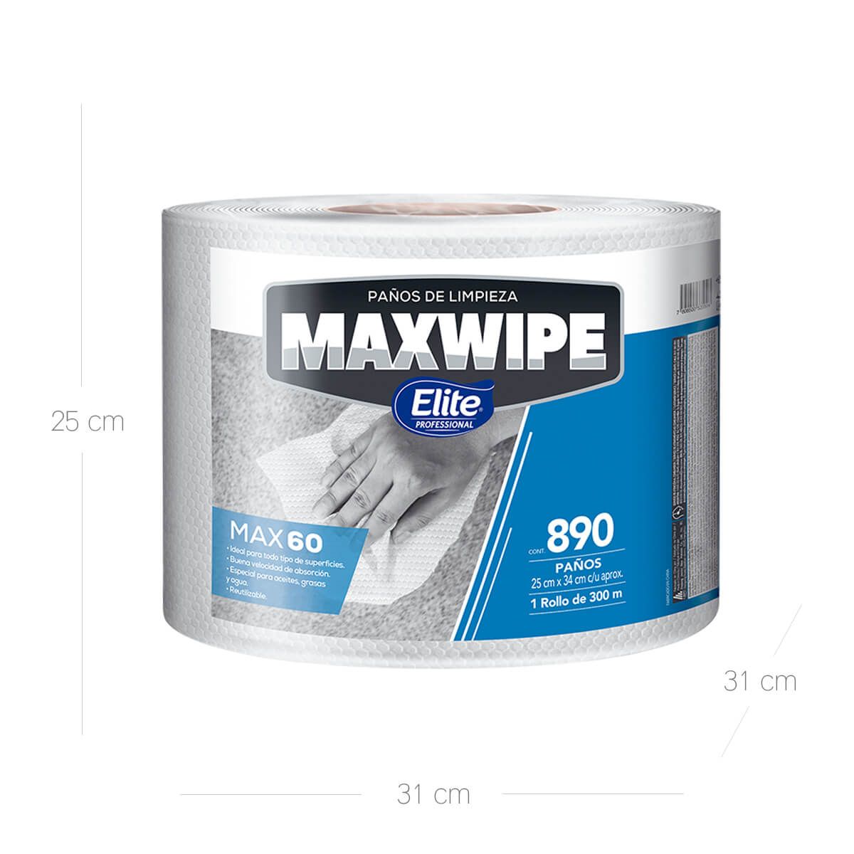 10X Limpión Multiusos X60 Blanco Maxwipe x 890 Paños Rollo