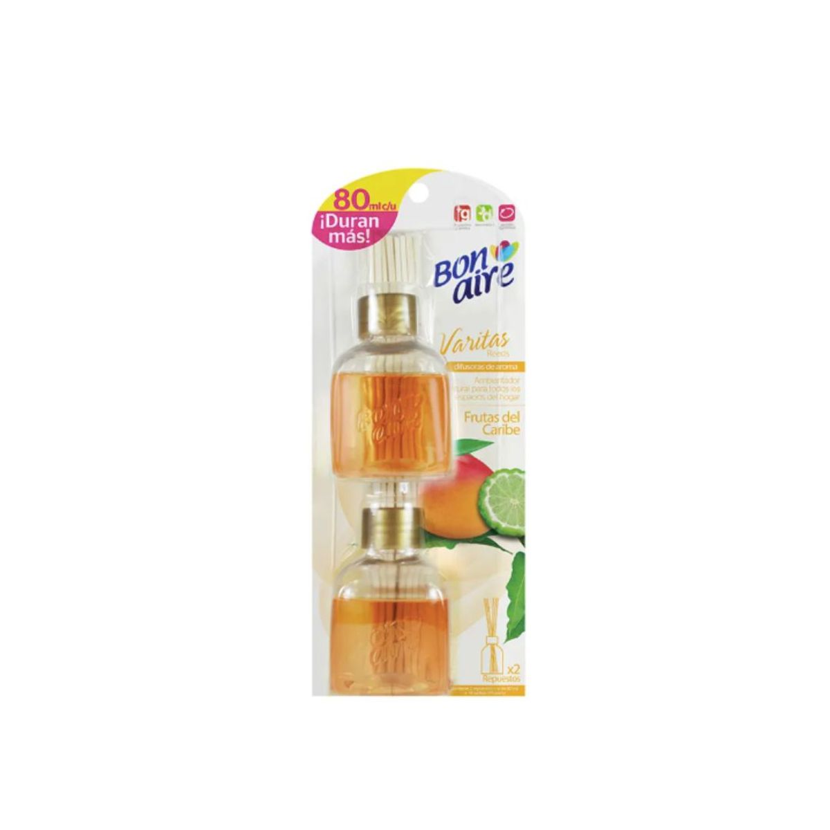 10X Ambientador Bonaire Varitas Frutas del Caribe x 60 Ml x 2 Und