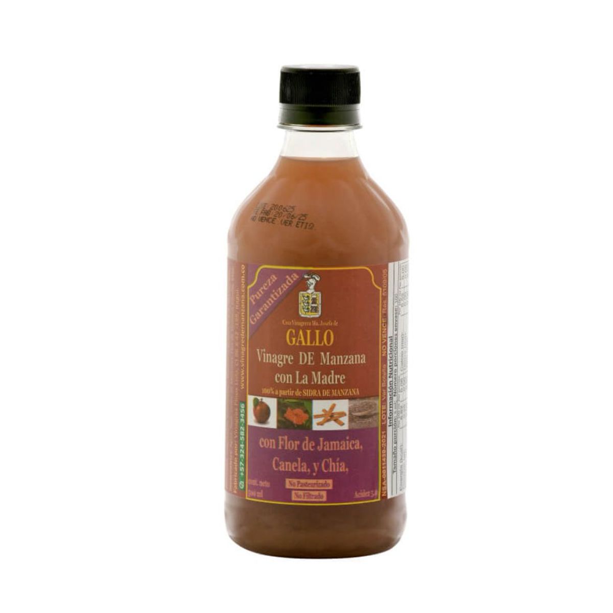 10X Vinagre De Manzana con Flor Jamaica Canela y Chia Gallo x 500 Ml