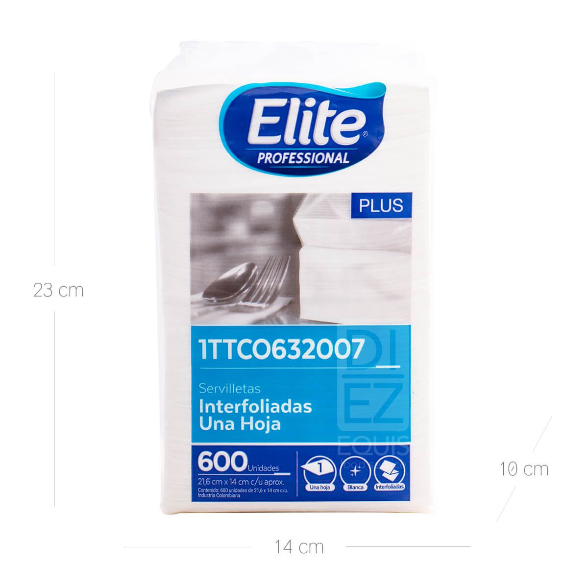 10X Servilleta Blanca 1 a 1 Elite 632007 x 600 Und Paquete