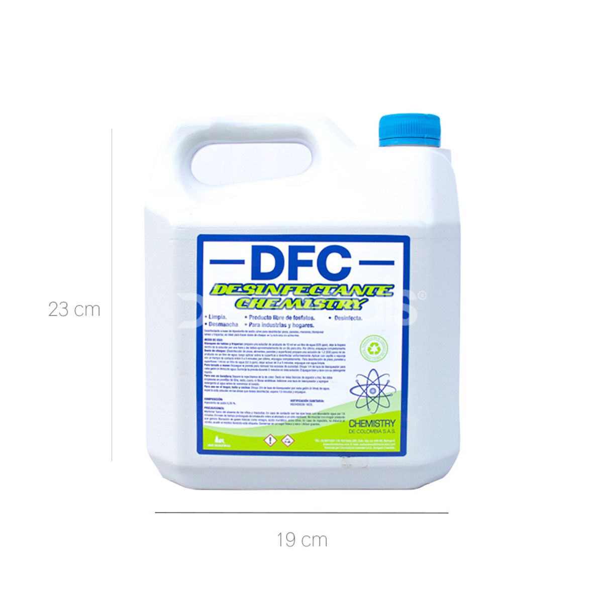 10X Desinfectante Hipoclorito Al 5,25 % D.F.C Chemistry x 4 Litros Galon