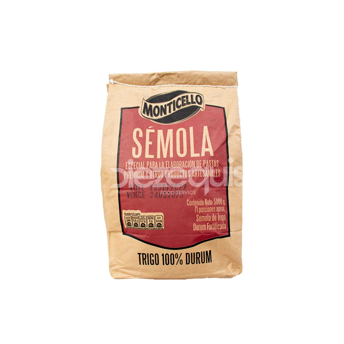 10X Sémola de Trigo Monticello x 5 Kg