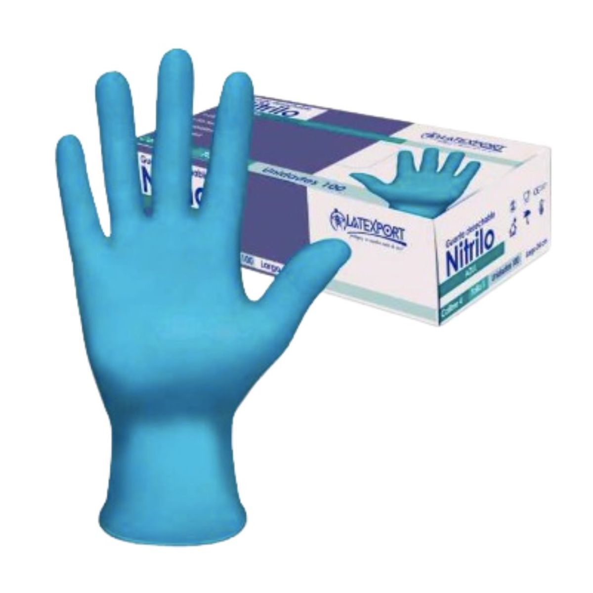10X Guante Manipulación Nitrilo Azul C4 Latexport/Vital Talla L x 100 Und Caja