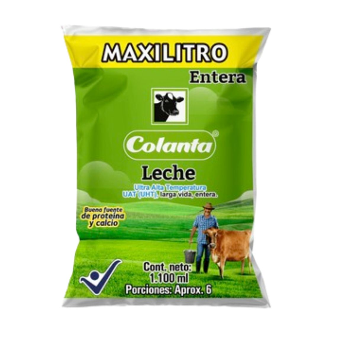 10X Leche UHT Entera Maxilitro Colanta x 1100 Ml Bolsa