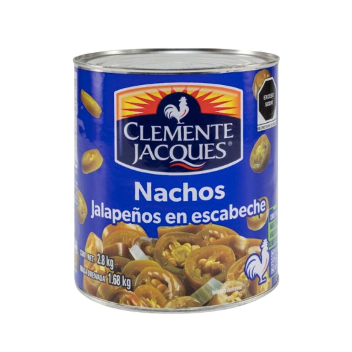 10X Jalapeños En Rodajas Clemente Jacques x 2800 Gr Lata Drenado 1680 Gr