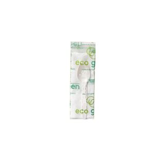 Kit Cuchara Postre + Servilleta Ecogreen x 100 Unidades Paquete - Paquete